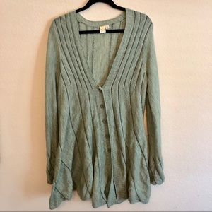 Anthropology Green Boutique Cardigan Large